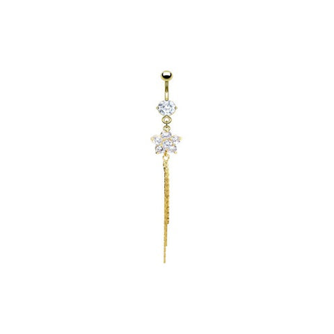 Navlepiercing med zirconia blomst