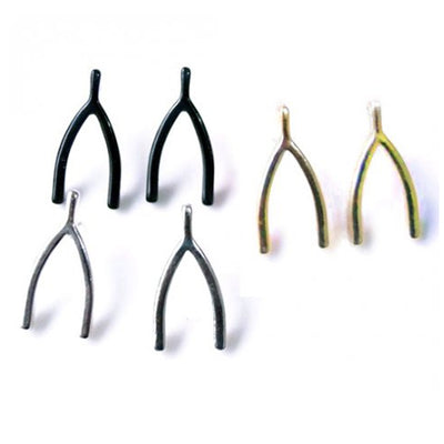 Wishbone / ønskeben øreringe i sort, sølv eller guld