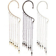 Guld, sølv, sort Ear cuff med kæder og spikes
