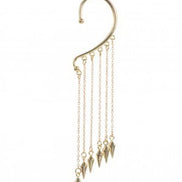 Ear cuff med kæder og spikes guld