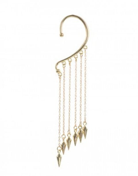 Ear cuff med kæder og spikes guld