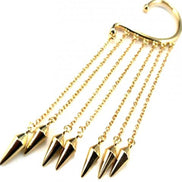 Guld Ear cuff med kæder og spikes