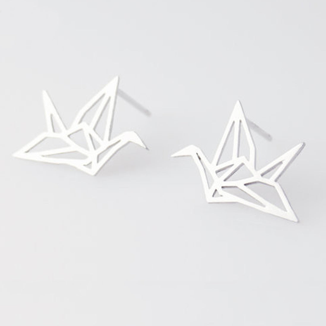 origami fugl øreringe sølv