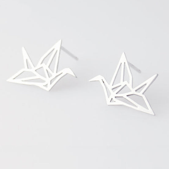 origami fugl øreringe sølv