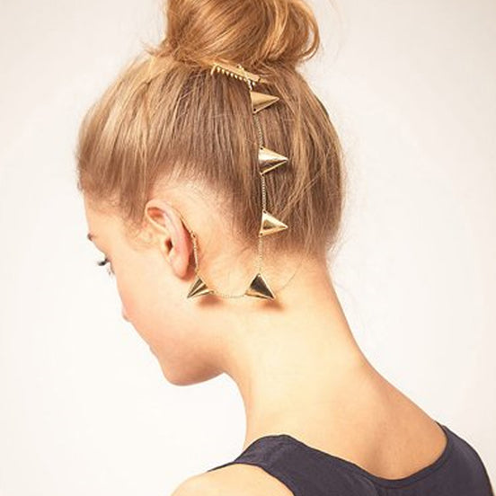 Multi spike ear cuff med hårspænde