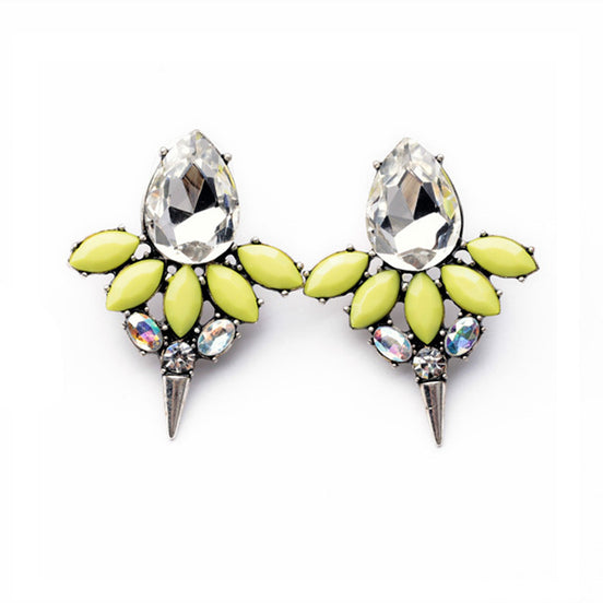 Neon diamant øreringe med spike