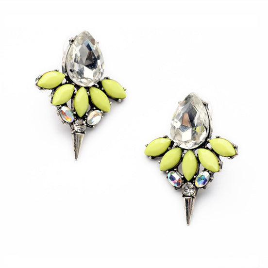Neon diamant øreringe med spike