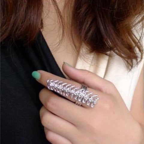 Stor spine ring sølv
