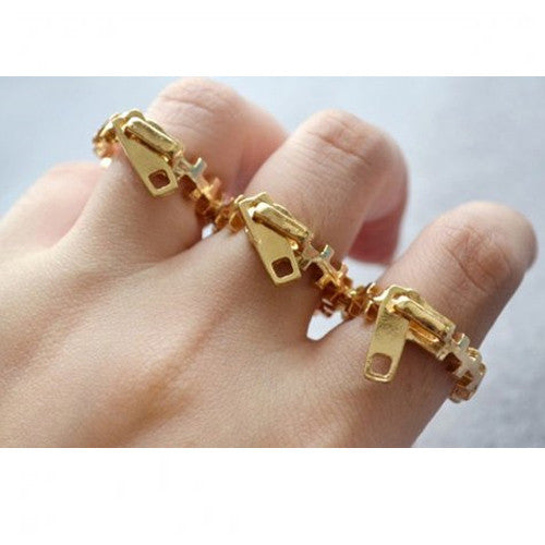 Guld lynlås fingerring