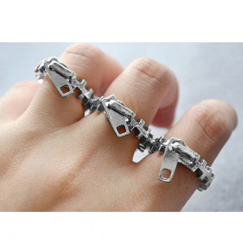 Sølv lynlås fingerring