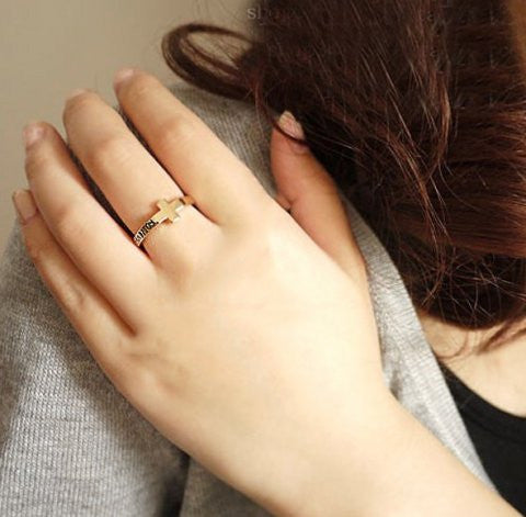 Kors guld fingerring