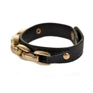 Sort læder rem og guld kæde armbånd