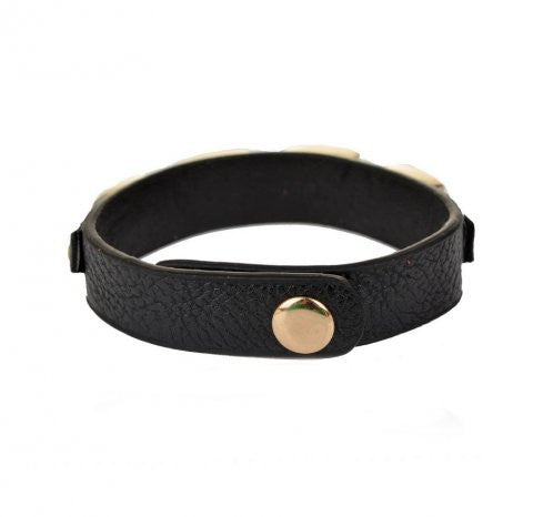 Sort læder rem og guld kæde armbånd
