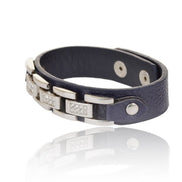 Sort læder rem og sølv diamant kæde armbånd