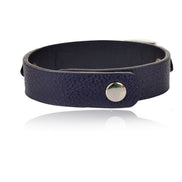 Sort læder rem og sølv diamant kæde armbånd bagside