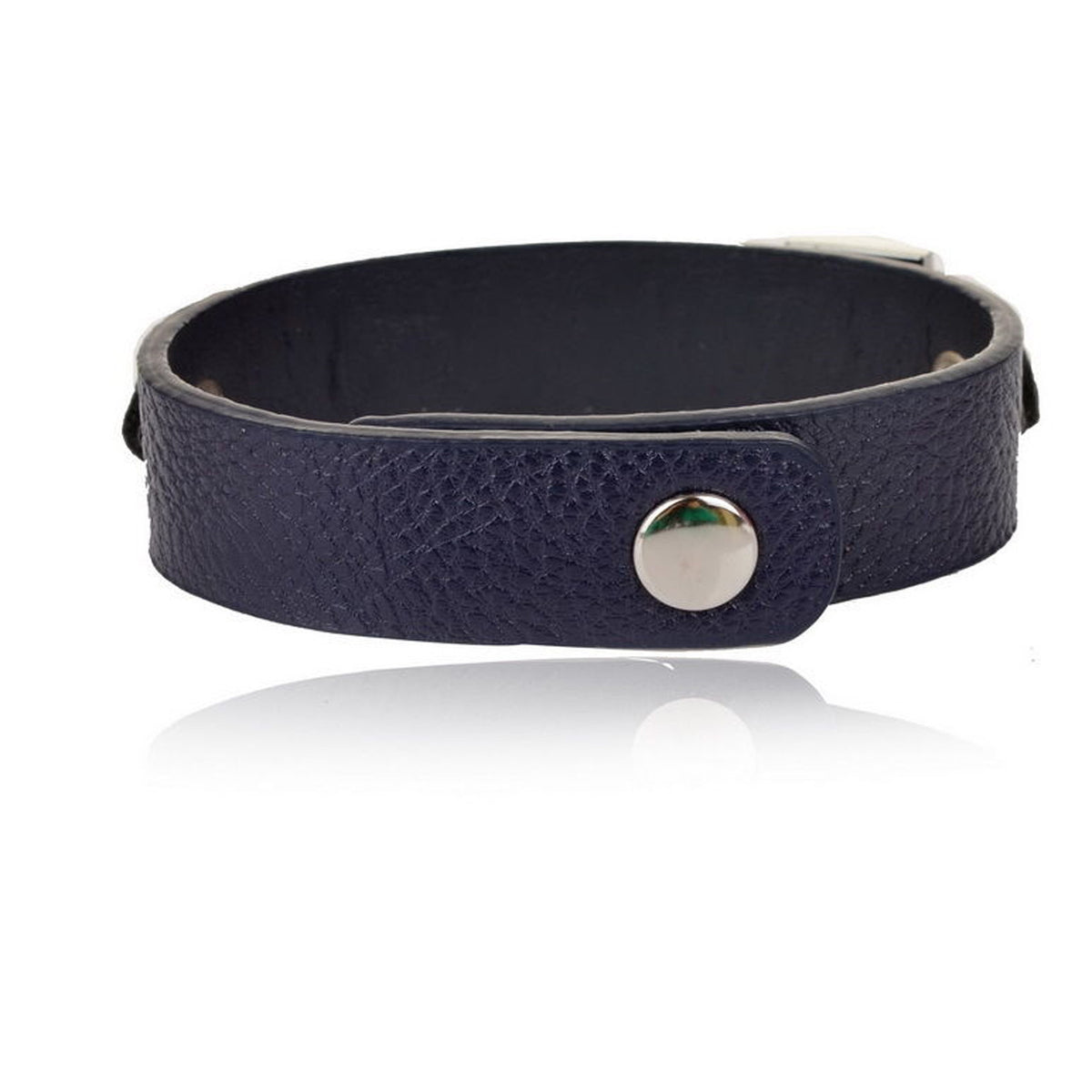 Sort læder rem og sølv diamant kæde armbånd bagside
