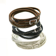 Kunst læder wrap armbånd med små nitter