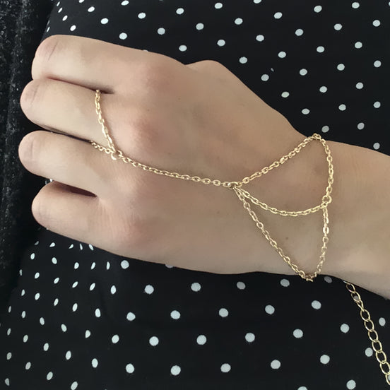 Slave armbånd med kæde til fingerring