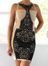 Sort blonde print bandage kjole