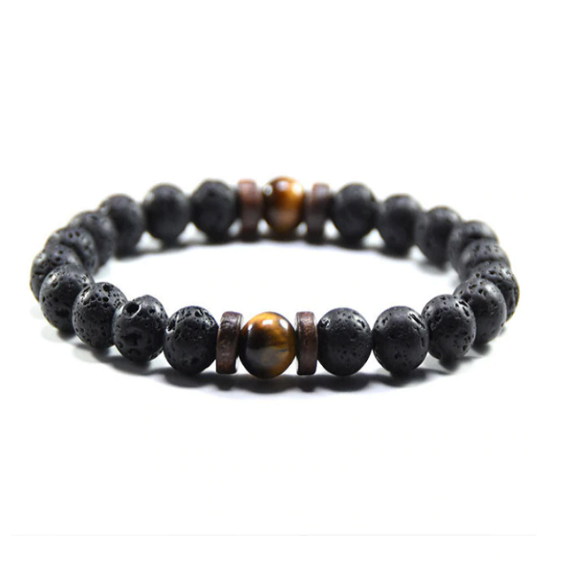 Armbånd med lavasten og tigerøje