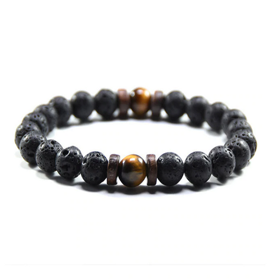 Armbånd med lavasten og tigerøje