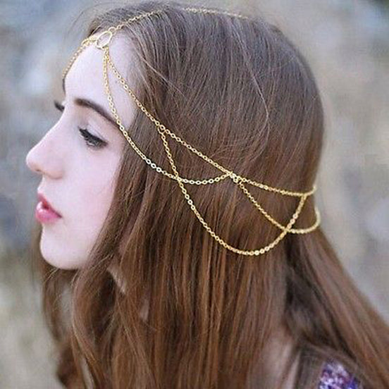 Boho hårbånd guld kæde (hårpynt)