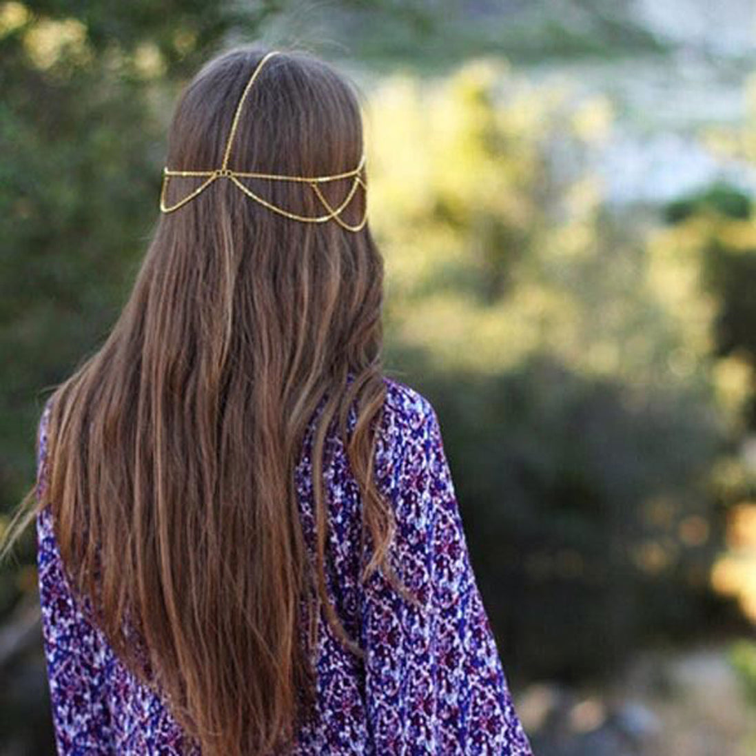 Boho hårbånd guld kæde (hårpynt)