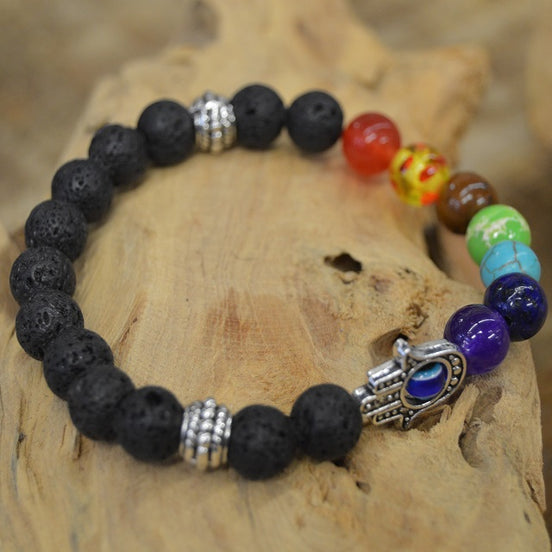 Chakra armbånd med lavasten