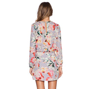 Pastelfarvet kjole med abstrakt blomster print