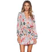 Pastelfarvet kjole med abstrakt blomster print