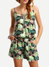 Kort blomstret jumpsuit med spaghetti stropper