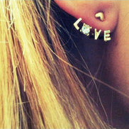 Love øreringe (ear jacket) med diamant og hjerte