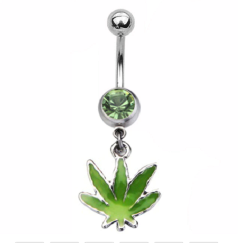 Navle piercing med hampblad