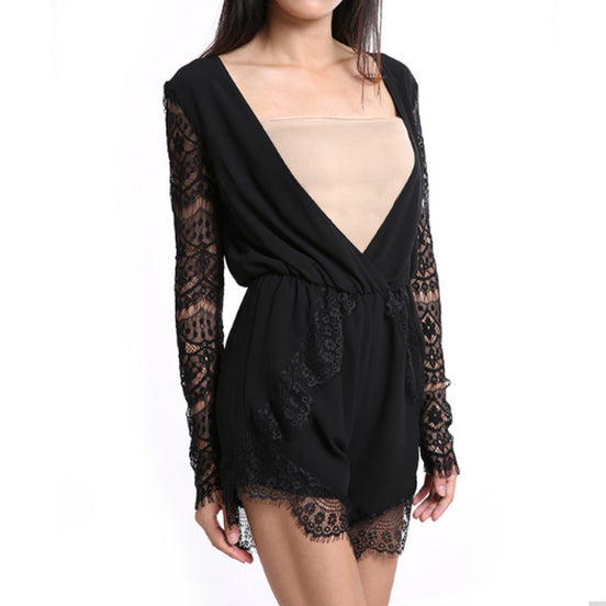 Sort blonde jumpsuit med lange ærmer
