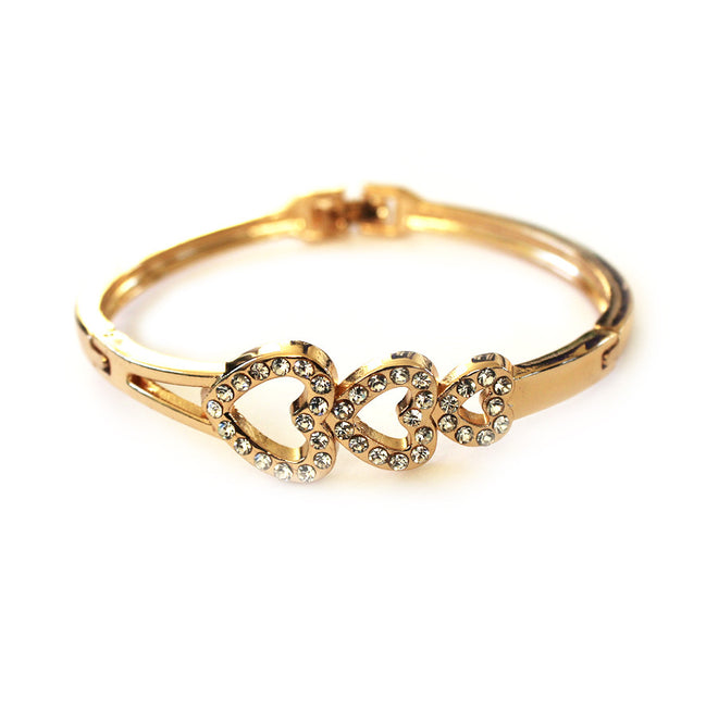 Trippel diamant hjerte armbånd