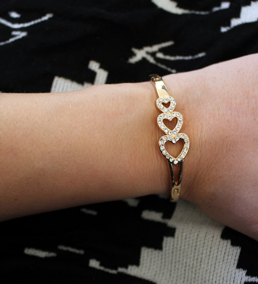 Trippel diamant hjerte armbånd