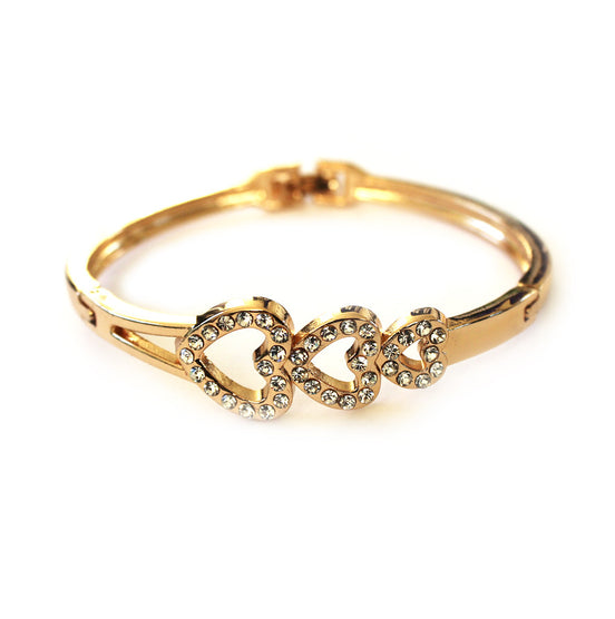 Trippel diamant hjerte armbånd